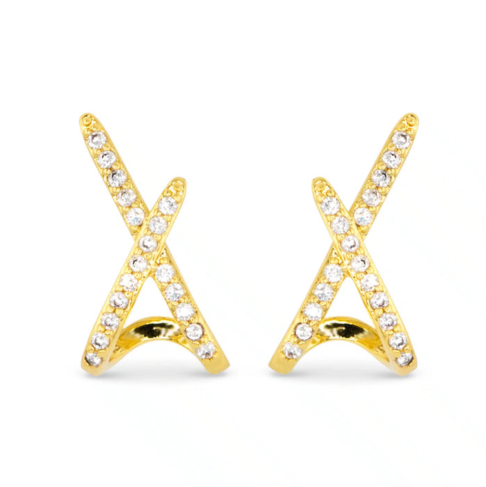Gold CZ X Earrings