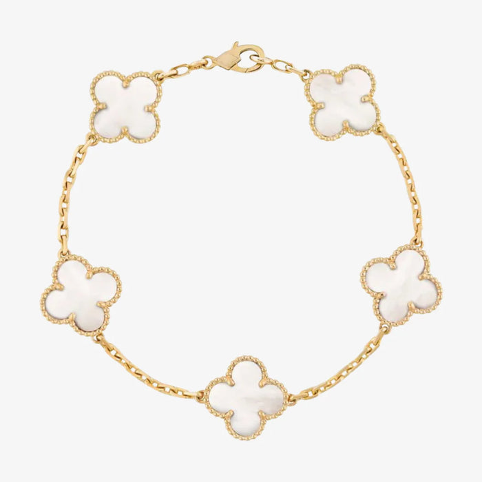 Gold MOP White Clover Bracelet