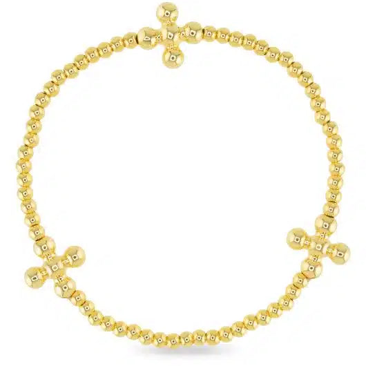 Gold Bead With Beaded Cross Large Bracelet