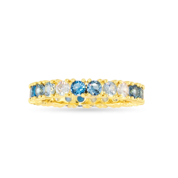Gold CZ Blue Ombre Ring
