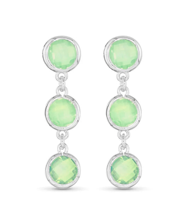 Silver Faceted CZ Earring - Green