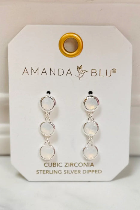 Milky White Faceted CZ Earring in Silver