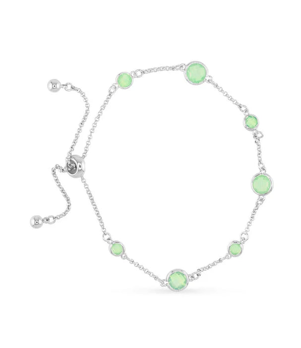 Silver Faceted CZ Bracelet - green