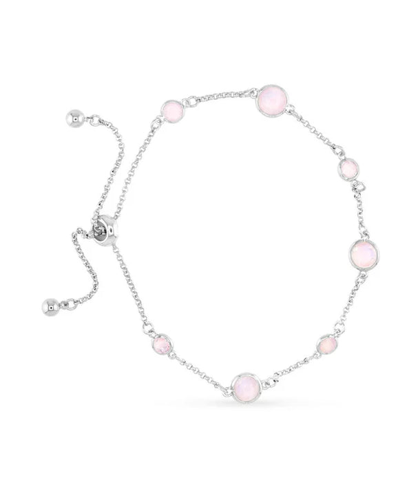 Silver Faceted CZ Bracelet - Pink