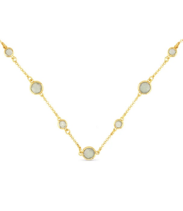 Gold Faceted CZ Necklace - Light Grey