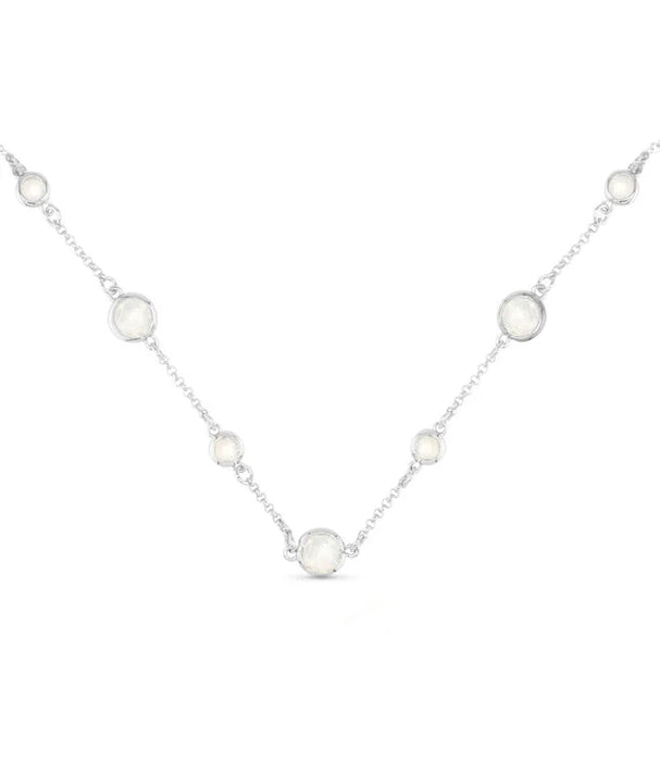 Silver Faceted CZ Necklace - Milky White