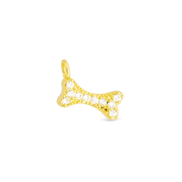 Gold CZ Dog Bone Charm
