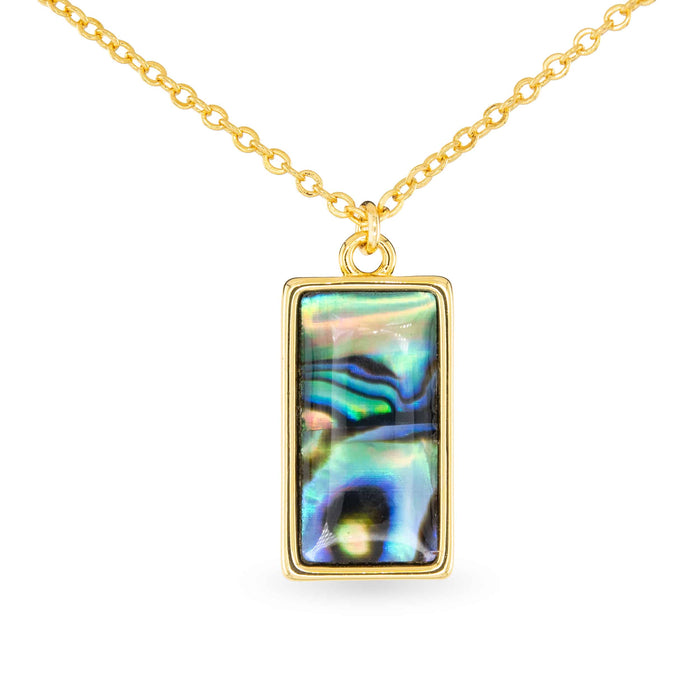 Gold Abalone Rectangle Necklace