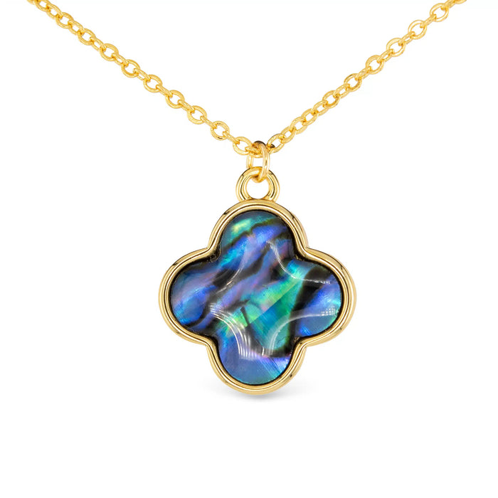 Gold Abalone Clover Necklace