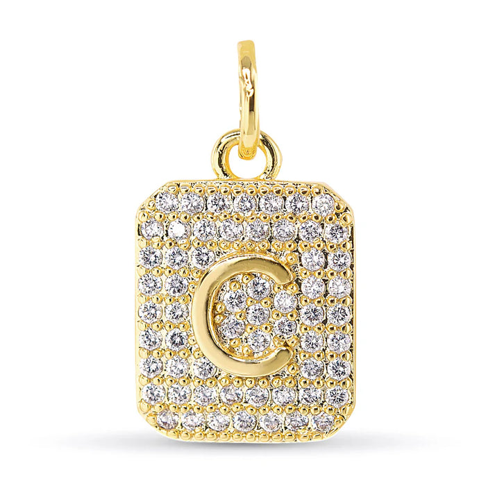 Gold CZ Initial Charms