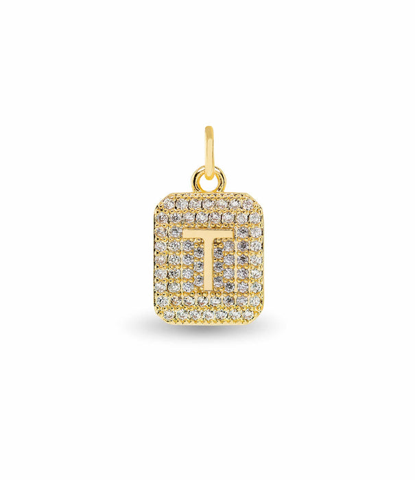 Gold CZ Initial Charms