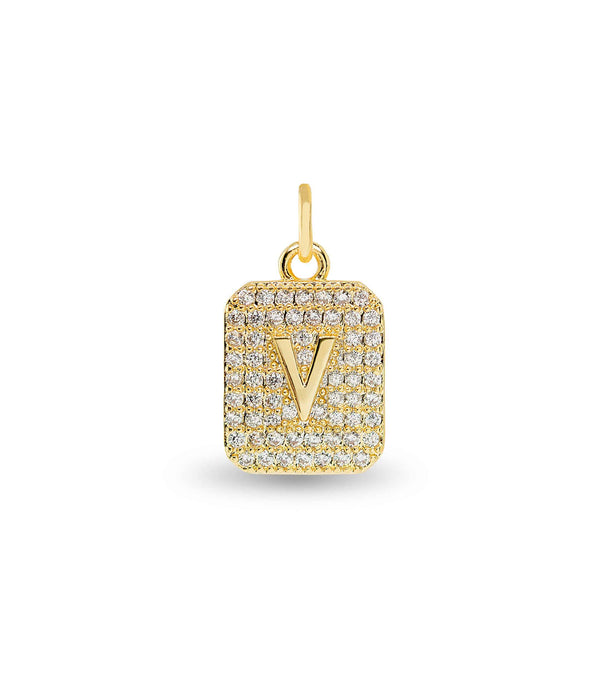 Gold CZ Initial Charms