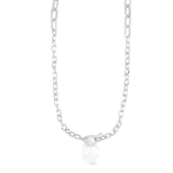 Sparkling Pearl Link Essentials Necklace - Silver
