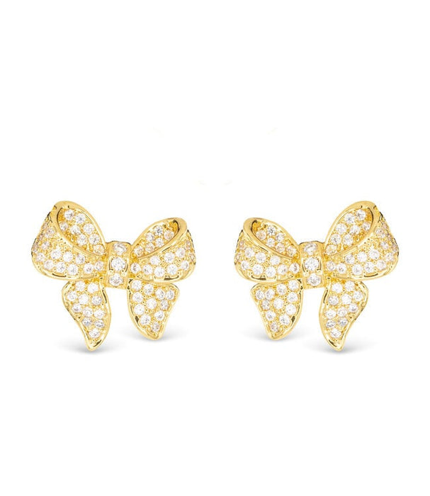 Gold CZ Bow Earrings