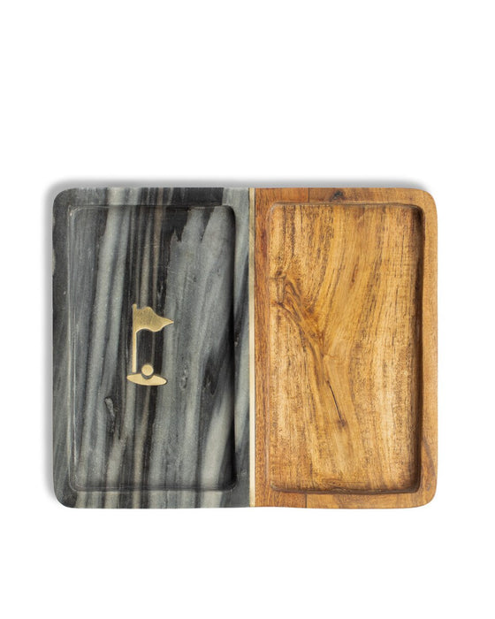 Golf Marble and Wood Valet Tray