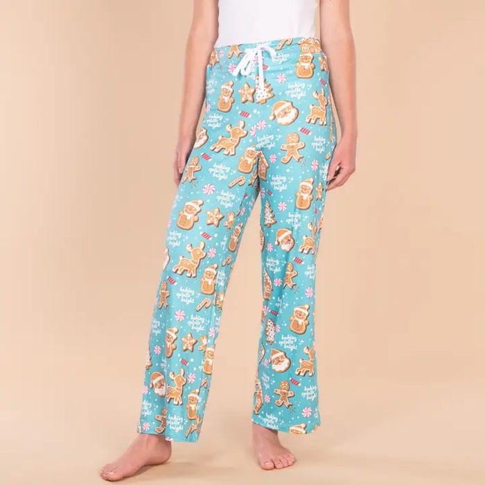 Baking Spirits Bright Pajama Pants | Blue Gingerbread PJs