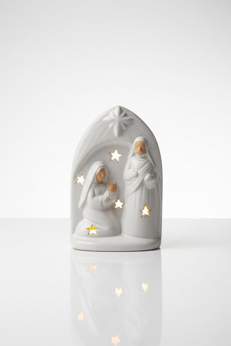 Stoneware Nativity with LED