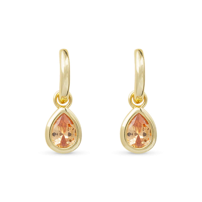 Gold Crystal Topaz Teardrop Earrings
