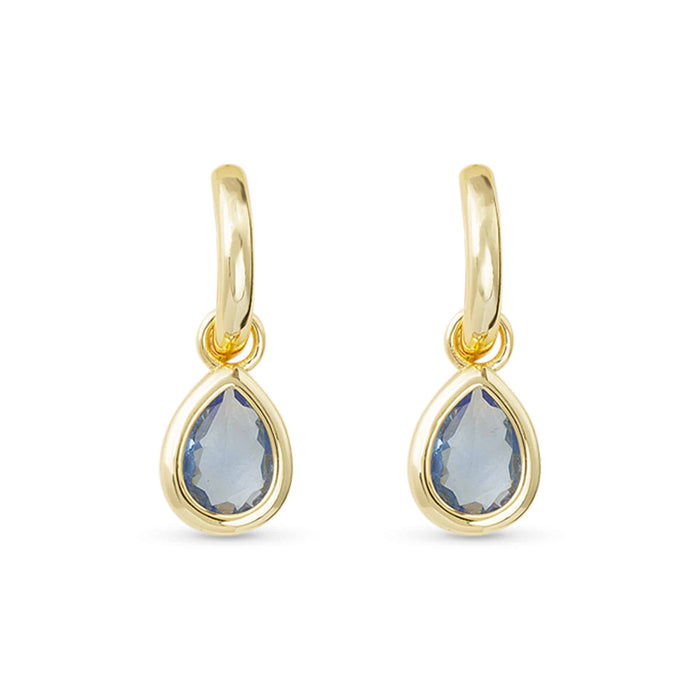 Gold Crystal Sapphire Teardrop Earrings
