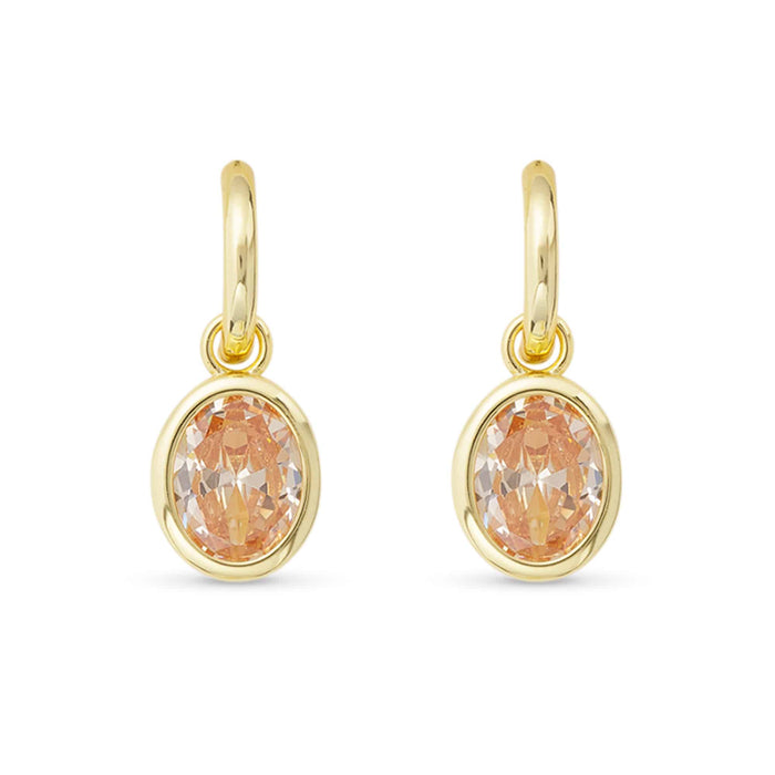 Gold Crystal Topaz Oval Earrings