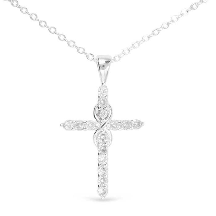 Silver CZ Infinity Cross Necklace