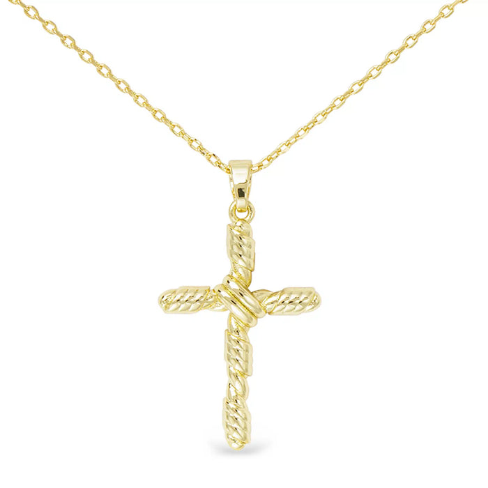 Gold Rope Cross Necklace