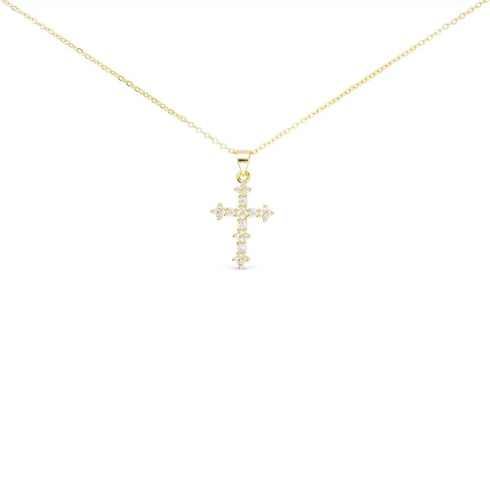 Gold CZ Timeless Cross Necklace