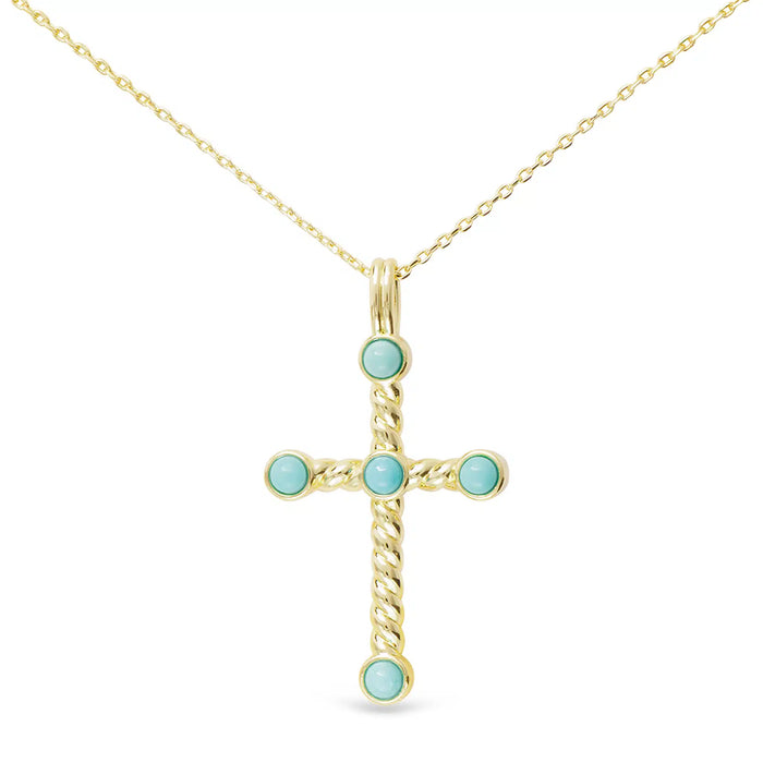Gold Twist and Turq Cross Necklace