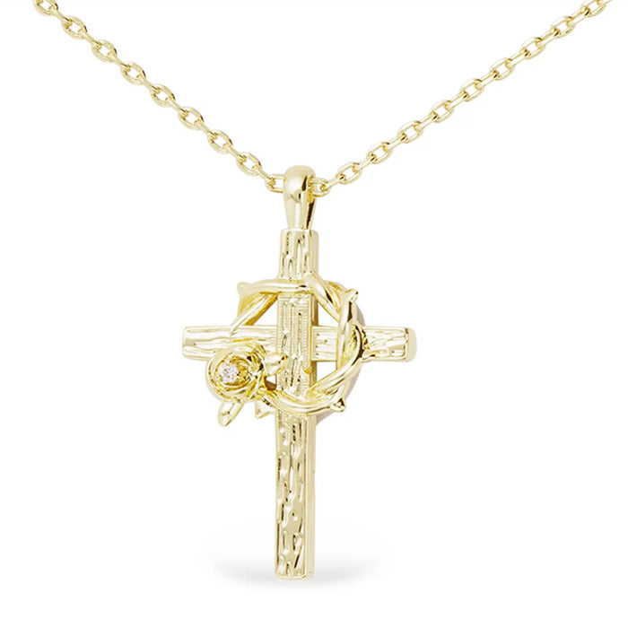 Gold Crown Cross Necklace
