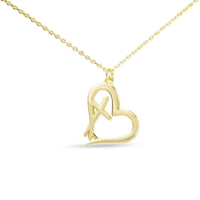 Gold Heart and Cross Necklace