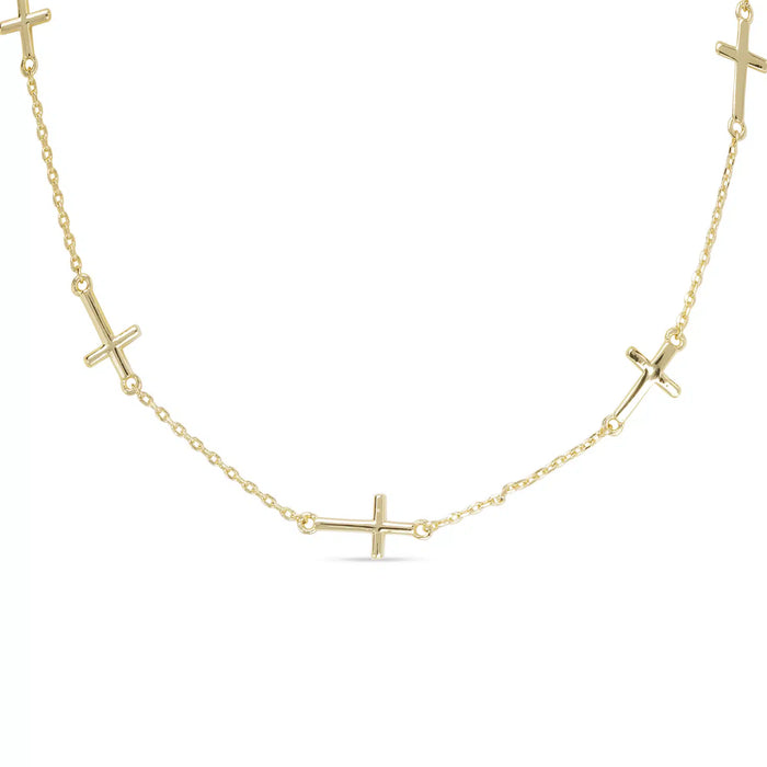 Gold Station Cross Necklace