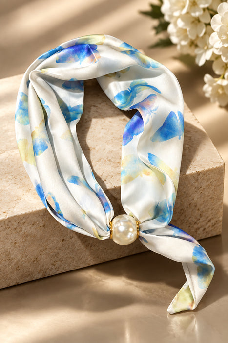 Scarf Necklace w/ Pearl Magnetic Clasp