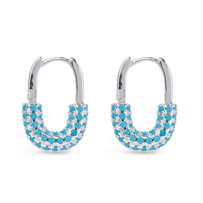 CZ Blue Stone Hoop Earrings