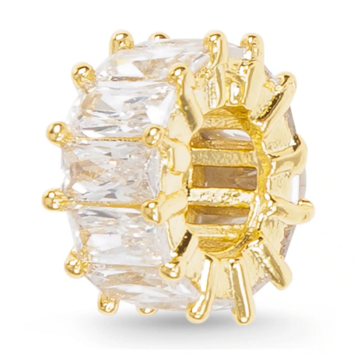 Gold CZ Clear Baguette Round Charm