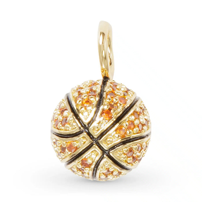 Gold CZ Basketball Charm