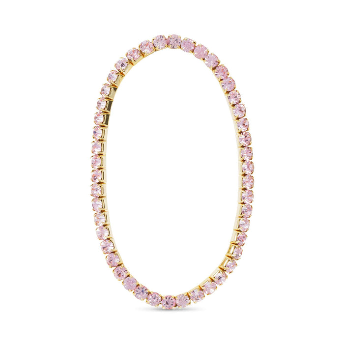 Gold CZ Light Pink Stretch Tennis Bracelet