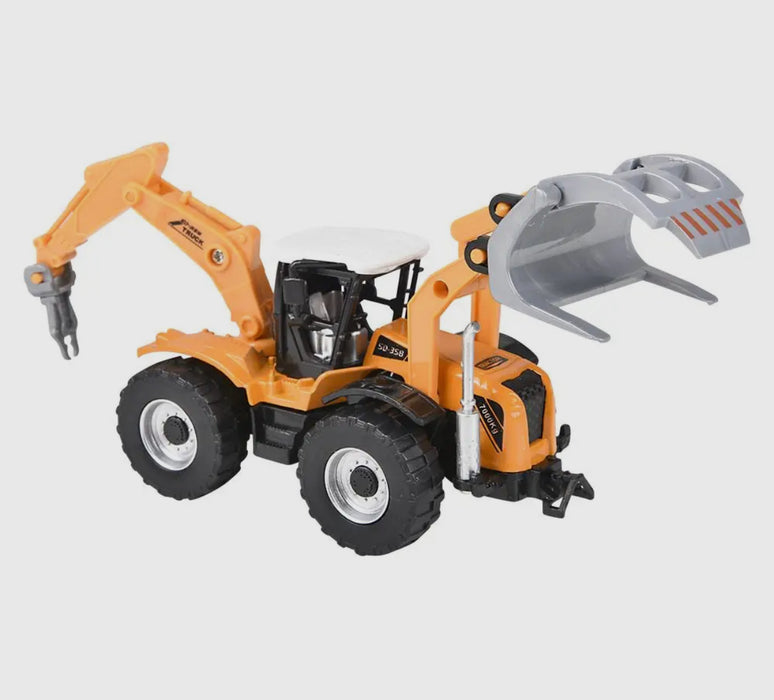 Die Cast Pull Back Farm Tractors.  7"