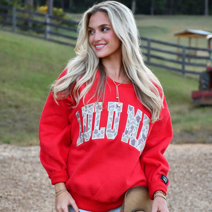 Lulu Mac Sweatshirt Red with Camo Embroidered Design