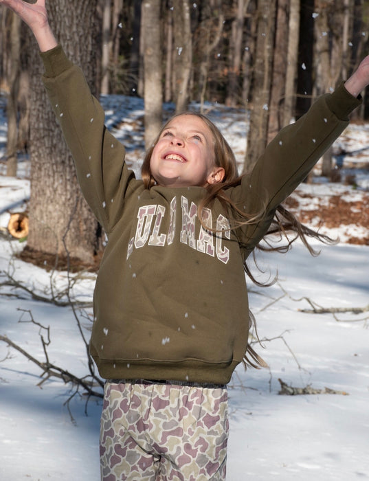 YOUTH Lulu Mac Sweatshirt Green with Camo Embroidery