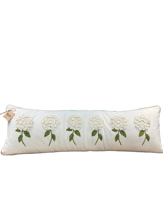 White Floral Embroidery Pillow