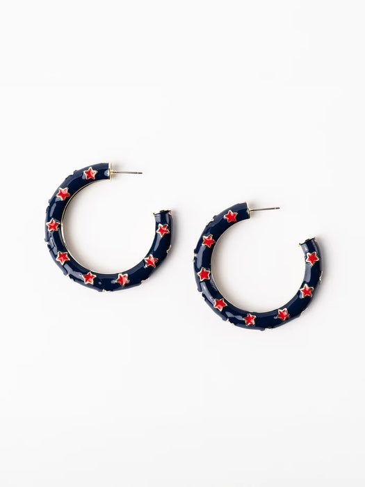 Blue, Red, & Gold Justine Hoops with Stars- Perfect For Game Day To Show Your School Spirit!!