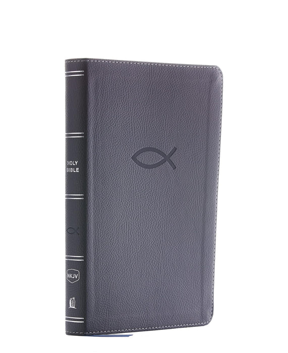 NKJV Thinline Bible Youth Edition - Gray Leathersoft