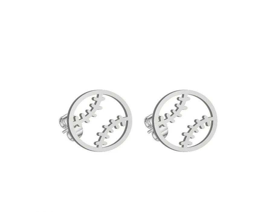 Stainless Steel Baseball Earrings