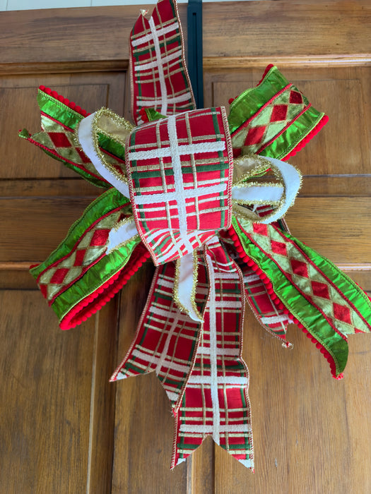 John Mark Ribbon Plaid Christmas Bow