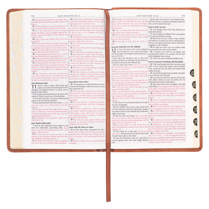 Honey-brown Faux Leather King James Version Deluxe Gift Bible with Thumb Index
