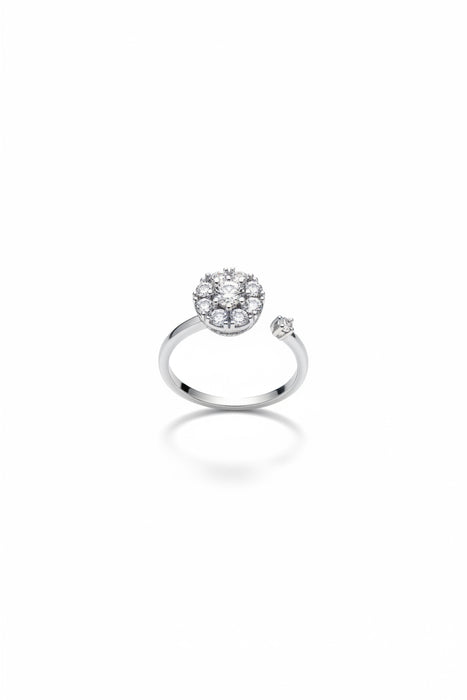 Silver Diamond Circle with Separate Diamond Adjustable Fidget Ring