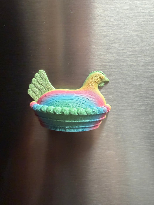 Hen on Nest Refrigerator Magnets. Multiple Colors Available.  2.5" x 1.5"
