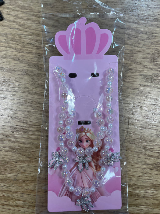 Bow & Pearl Bracelet and Necklace set on Princess Card