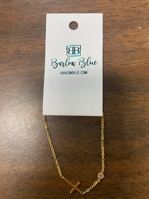 Sideways Cross Birthstone Bracelet