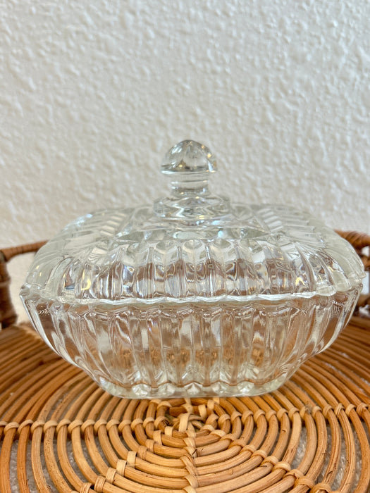 Vintage Anchor Hocking Square Cut Glass Candy Dish